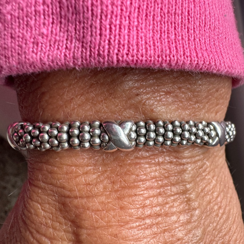 LAGOS Silver caviar Bracelet three x station - Picture 4 of 5
